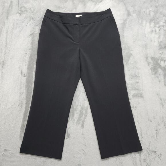 Semantiks Pants Womens 10 Black Mid Rose Crop Flare Leg Trousers Stretch Office - Picture 1 of 12